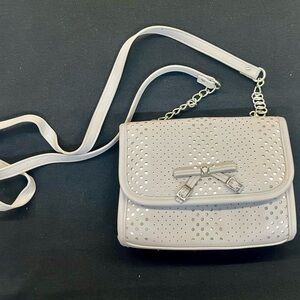 Jessica Simpson Light Grey Perforated Bow Crossbody Bag